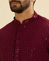 Manyavar Men Maroon Red Chikankari Sequinned Kurta Set image number 1