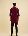 Manyavar Men Maroon Red Chikankari Sequinned Kurta Set image number 4