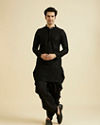 Manyavar Men Elegant Black Viscose Kurta Pajama