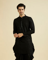 Manyavar Men Elegant Black Viscose Kurta Pajama