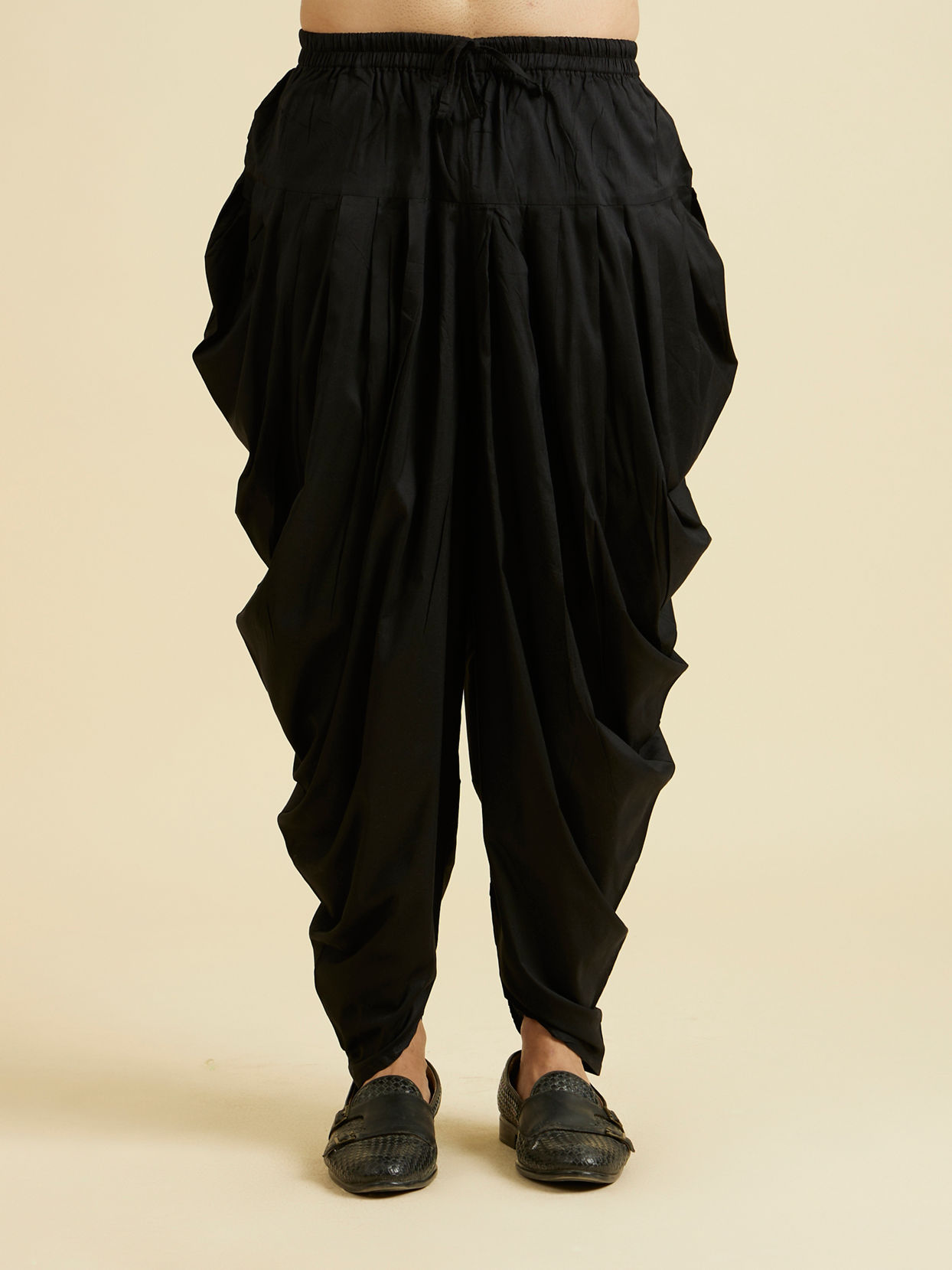 Manyavar Men Elegant Black Viscose Kurta Pajama