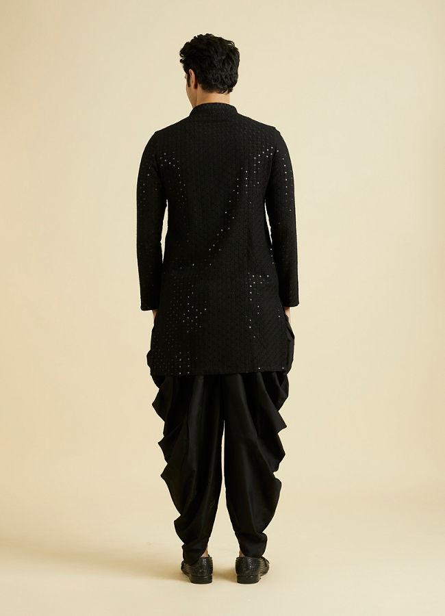 Manyavar Men Elegant Black Viscose Kurta Pajama