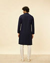 alt message - Manyavar Men Navy Blue Chikankari Sequinned Kurta Set image number 5