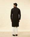 Manyavar Men Charcoal Black Chikankari Sequinned Kurta Set