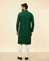 Manyavar Men Hunter Green Chikankari Sequinned Kurta Set