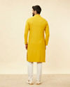 alt message - Manyavar Men Mustard Yellow Chikankari Sequinned Kurta Set image number 5