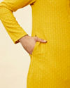 Manyavar Men Mustard Yellow Chikankari Sequinned Kurta Set