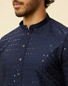Manyavar Men Sapphire Blue Chikankari Sequinned Kurta Set