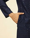 Manyavar Men Sapphire Blue Chikankari Sequinned Kurta Set