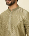 Manyavar Men Mushroom Grey Sequined Patterned Kurta Set