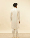 Manyavar Men Light Cream Lattice Patterned Sequinned Kurta