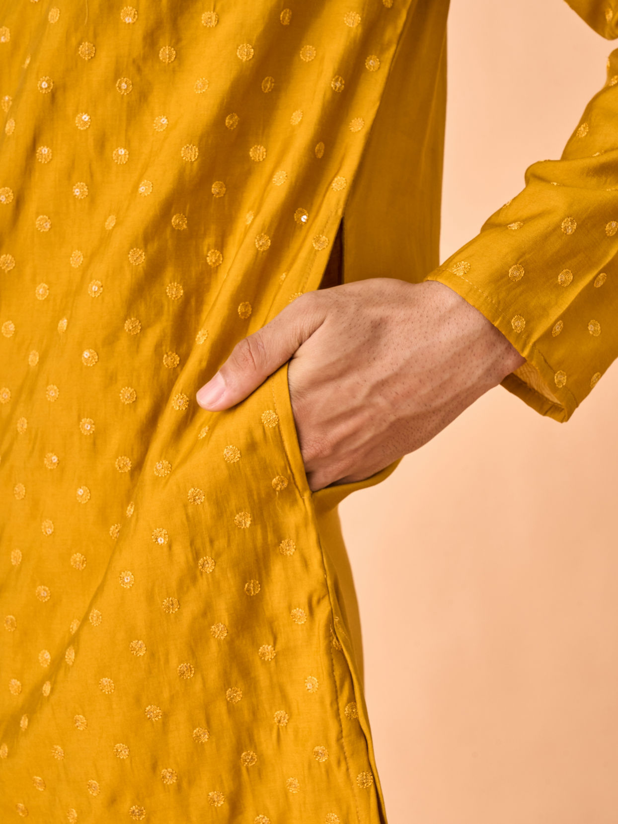 Manyavar Men Mustard Sunshine Kurta Pajama