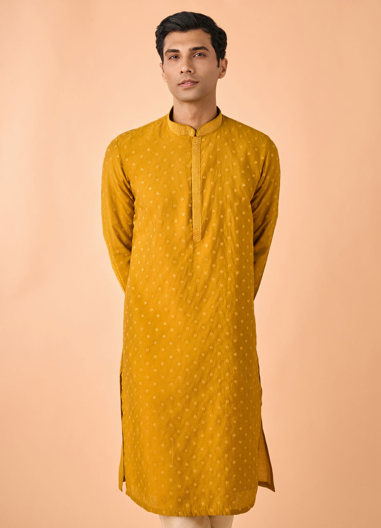 Manyavar Men Mustard Sunshine Kurta Pajama