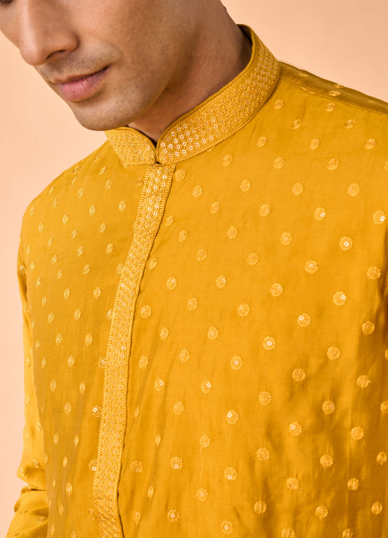Manyavar Men Mustard Sunshine Kurta Pajama