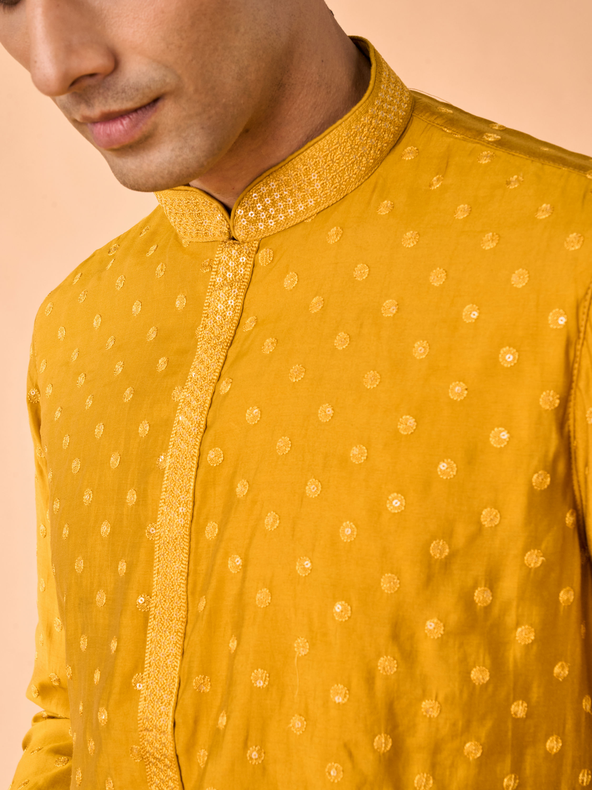 Manyavar Men Mustard Sunshine Kurta Pajama