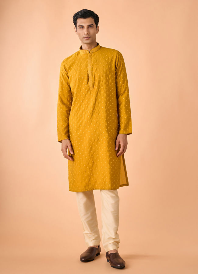 Manyavar Men Mustard Sunshine Kurta Pajama