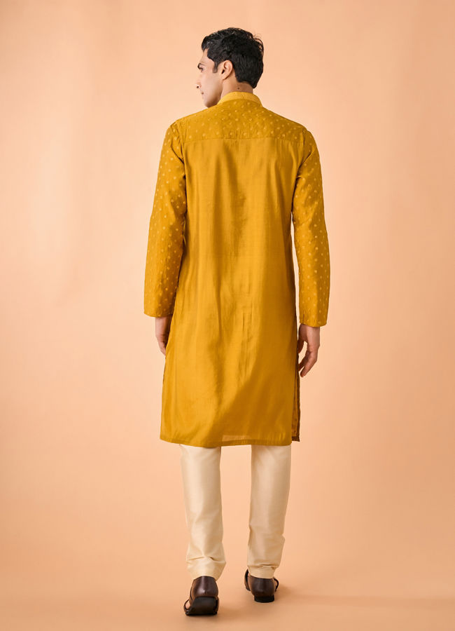 Manyavar Men Mustard Sunshine Kurta Pajama
