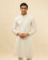 Bright Cream Dotted Sequinned Kurta Set