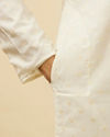 alt message - Manyavar Men Bright Cream Dotted Sequinned Kurta Set image number 3