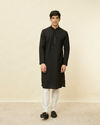 Manyavar Men Midnight Black Sequined Kurta Set