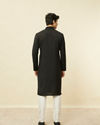 alt message - Manyavar Men Midnight Black Sequined Kurta Set image number 4