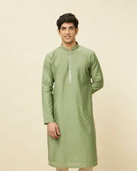 Manyavar Men Sage Green Sequined Kurta Set