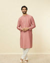 alt message - Manyavar Men Conch Shell Pink Sequined Kurta Set image number 2