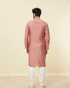 alt message - Manyavar Men Conch Shell Pink Sequined Kurta Set image number 5