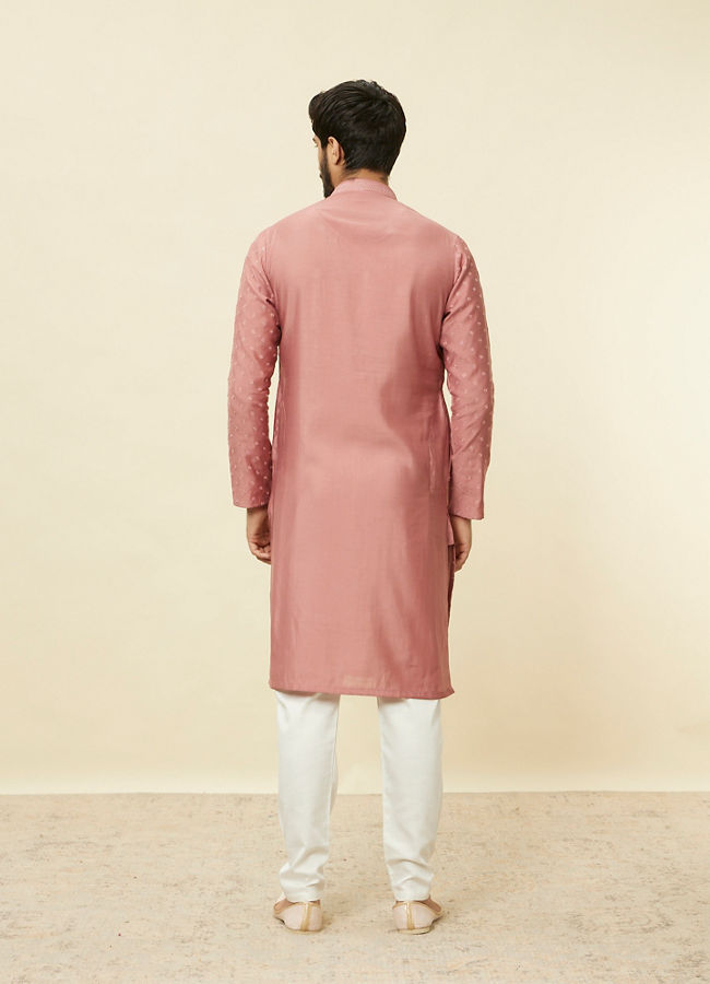 alt message - Manyavar Men Conch Shell Pink Sequined Kurta Set image number 5