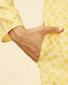 Manyavar Men Crayola Yellow Floral Buta Patterned Kurta Set