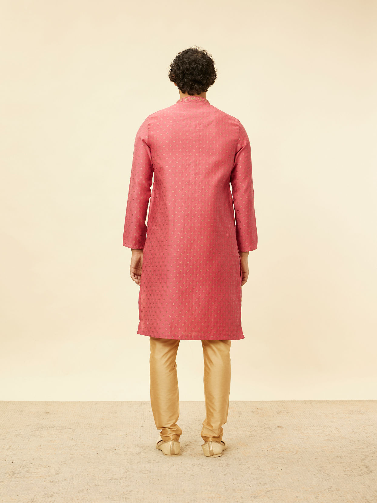 Manyavar Men Rouge Red Floral Buta Patterned Kurta Set