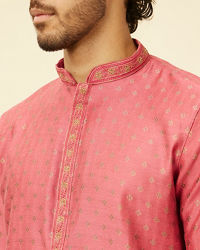 Manyavar Men Rouge Red Floral Buta Patterned Kurta Set