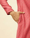 Manyavar Men Rouge Red Floral Buta Patterned Kurta Set