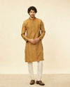 Manyavar Men Sepia Green Diamond Patterned Kurta Set