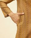 alt message - Manyavar Men Sepia Green Diamond Patterned Kurta Set image number 3