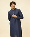 Manyavar Men Navy Blue Embroidered Bandhgala Kurta Set