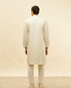 Manyavar Men Pearl White Jaal Embroidered Sequinned Kurta Set