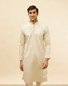 alt message - Manyavar Men Pearl White Jaal Embroidered Sequinned Kurta Set image number 0