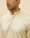 alt message - Manyavar Men Pearl White Jaal Embroidered Sequinned Kurta Set image number 1