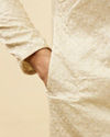 alt message - Manyavar Men Pearl White Jaal Embroidered Sequinned Kurta Set image number 3