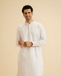 Manyavar Men Enthralling Cream Satin Kurta Pajama