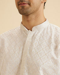 Manyavar Men Enthralling Cream Satin Kurta Pajama