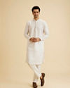 Manyavar Men Enthralling Cream Satin Kurta Pajama