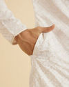 Manyavar Men Enthralling Cream Satin Kurta Pajama