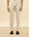 Manyavar Men Pearl White Jaal Embroidered Sequinned Kurta Set