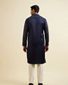 Manyavar Men Dark Blue Jaal Patterned Kurta Set