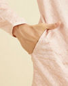 Manyavar Men Baby Pink Jaal Patterned Kurta Set