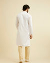 Manyavar Men Warm White Jaal Patterned Kurta Set