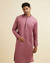 Manyavar Men Dusty Pink Jaal Patterned Kurta Set