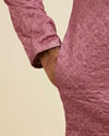 Manyavar Men Dusty Pink Jaal Patterned Kurta Set